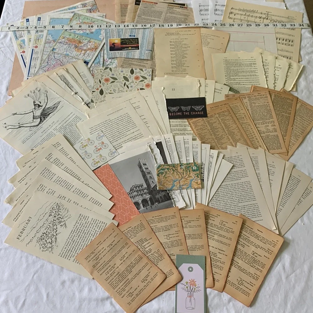 Over 50 vintage book pages for junk journals and paper crafts. Great variety! - Picture 2 of 12